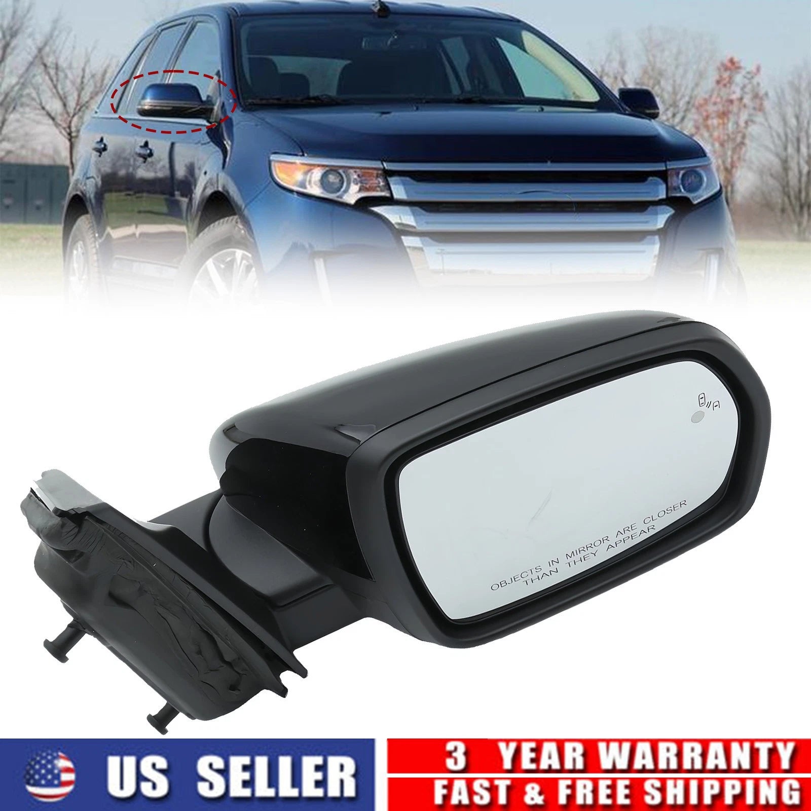 Right Side Mirror with Signal Lamp for Ford Edge (2015–2018)