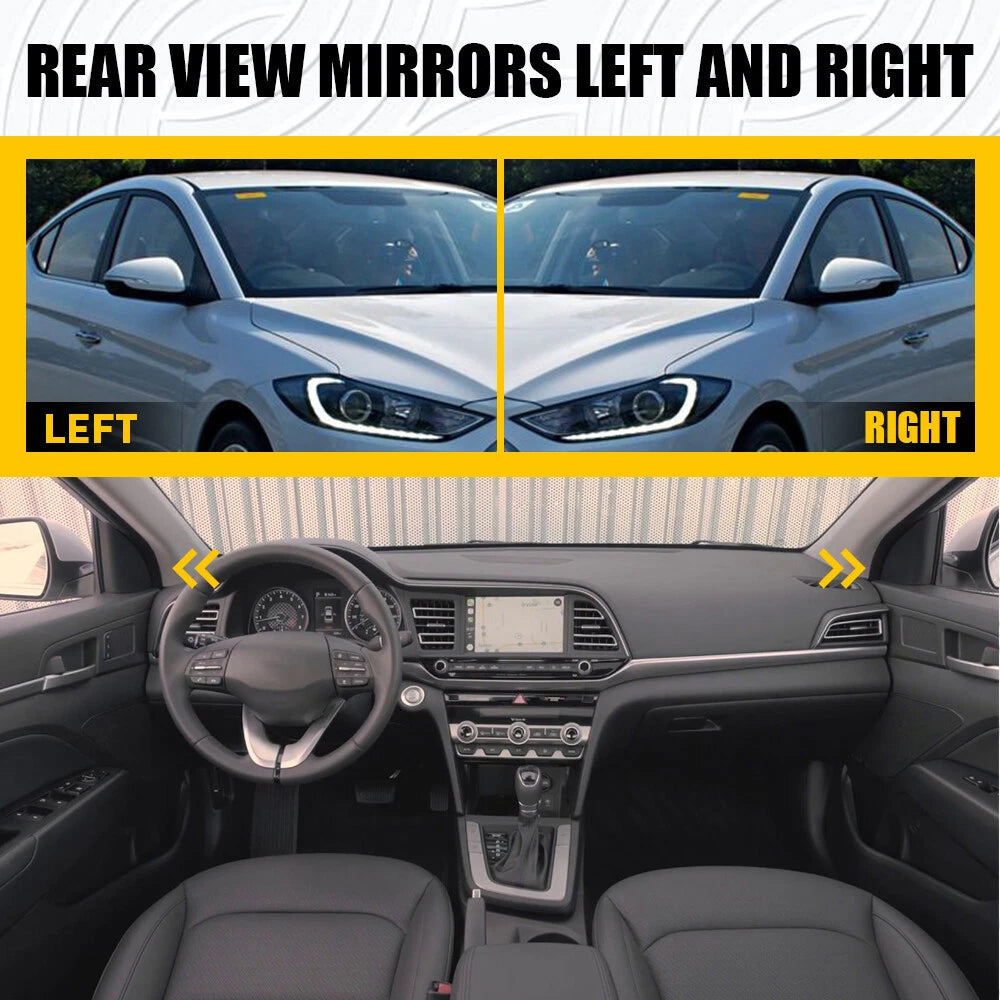 2X Fender Pillar Trim Mirror Corner Molding for Hyundai Elantra (2017–2020)