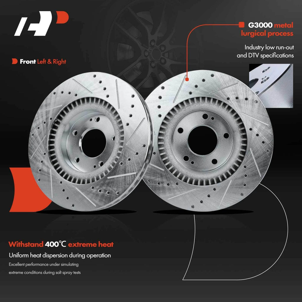 Front Drilled Brake Rotors & Ceramic Pads for Hyundai Azera (2012–2017)