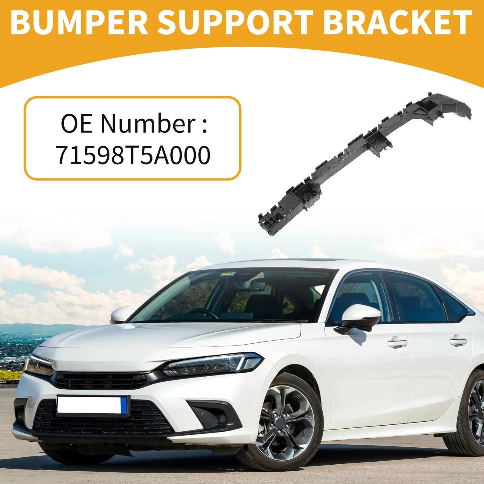LH Rear Bumper Support Bracket for Honda Fit (2015–2017) 1 Pc Black ABS