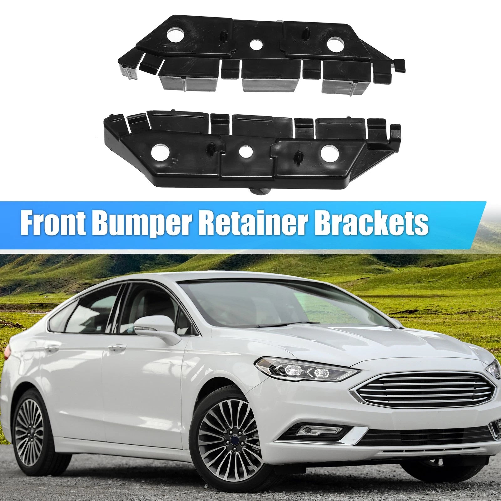 1 Pair Front Bumper Bracket for Ford Fusion (2013) DS7Z-17C947-B Plastic Black