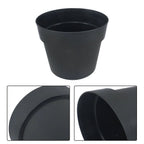 Set of 5 Gallon 12 Inch Black Plastic Round Pots for Plants