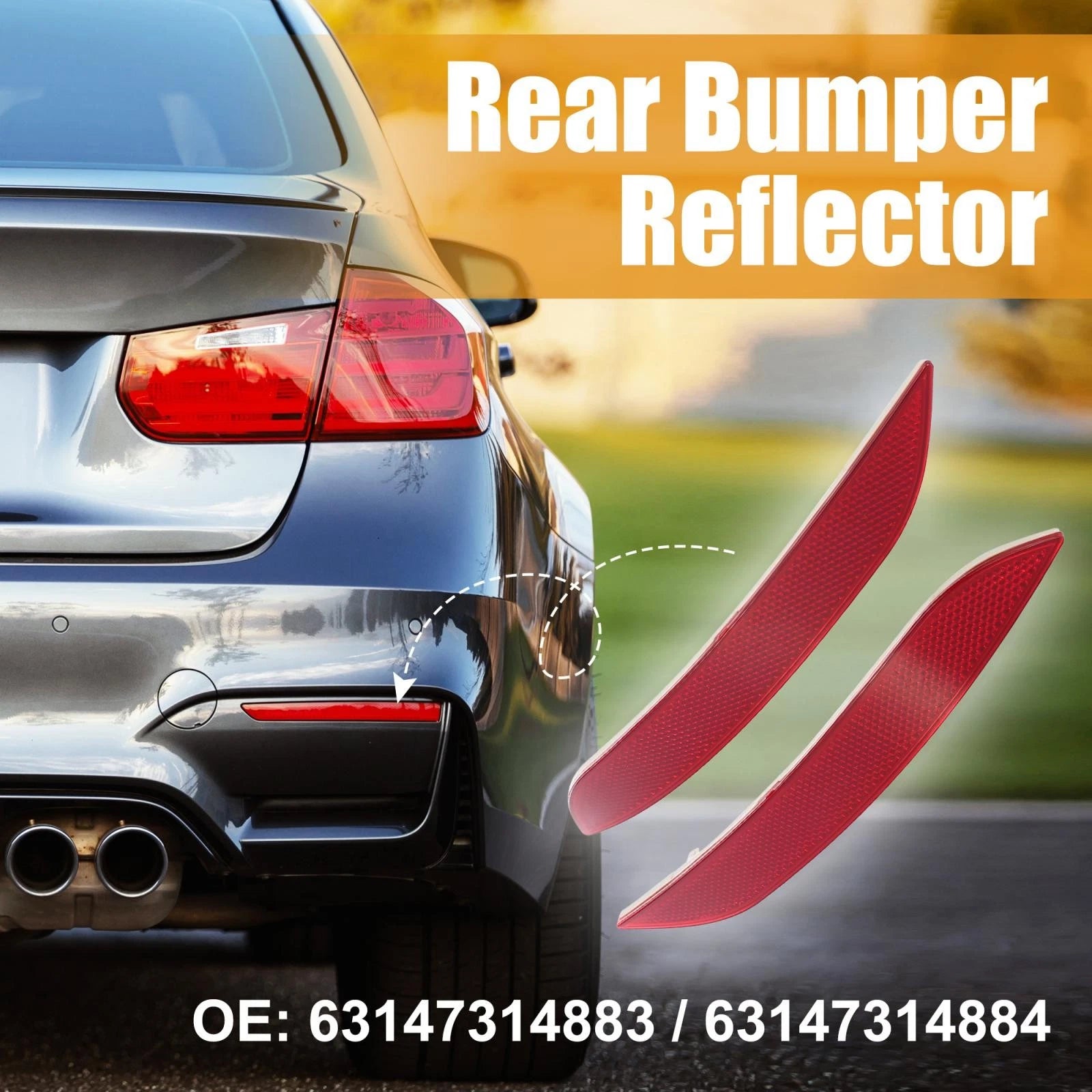 1 Pair Rear Bumper Reflector Strip for BMW (63147314883, 63147314884)