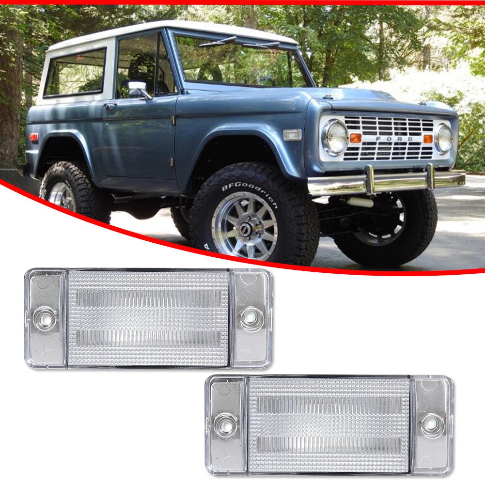2X Clear Side Marker Lamps for Ford Bronco (1970–1977) & F-Series (1969–1972)
