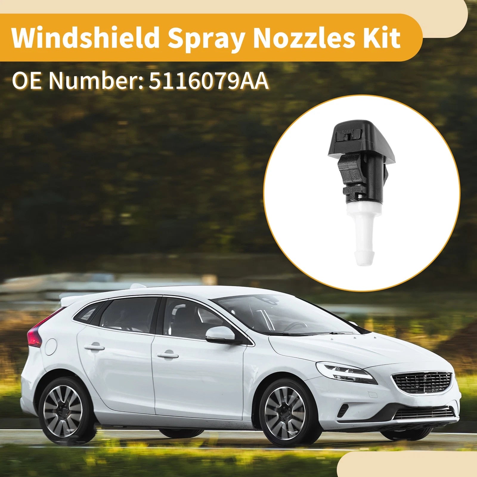 Windshield Washer Nozzle Kit for Dodge Ram (2009–2010) No. 5116079AA, 2 Pcs