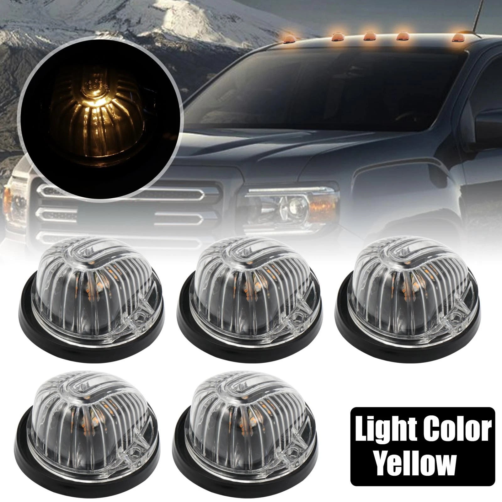 5pcs Cab Marker Light Clear Cover Yellow for GMC C1500 (1979–1984, 1986)