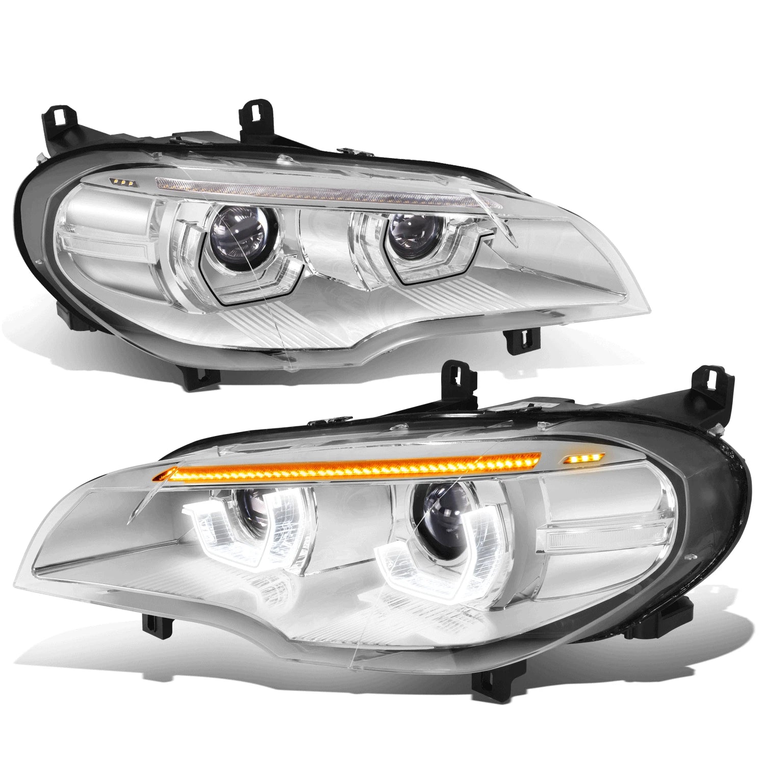 AFS LED Projector Sequential Headlights for BMW X5 (2011–2013) Chrome/Clear