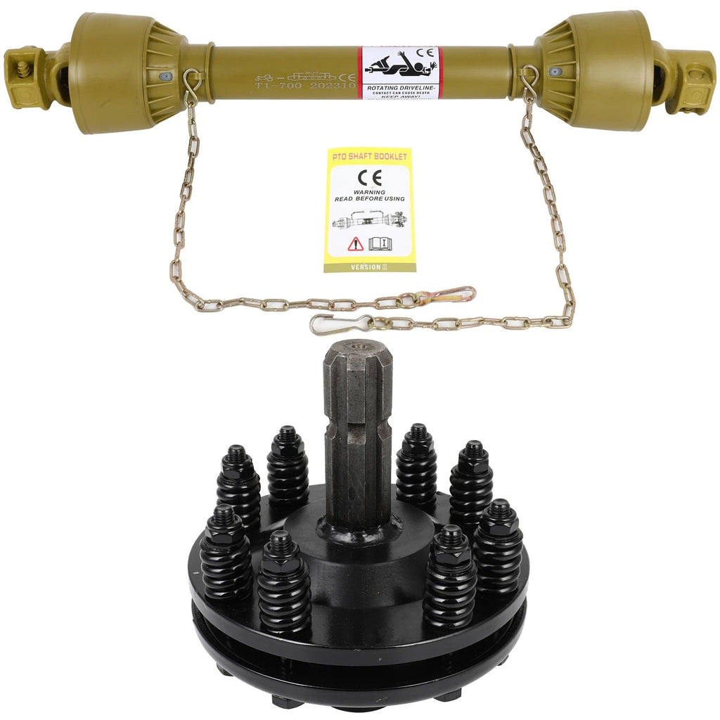 Complete PTO Driveshaft 1-3/8"x6 Spline 540 RPM with Safety Clutch for Universal