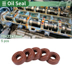Set of 5 Oil Seals 10x22x7mm for Rotary Shaft (Fluorine Rubber)