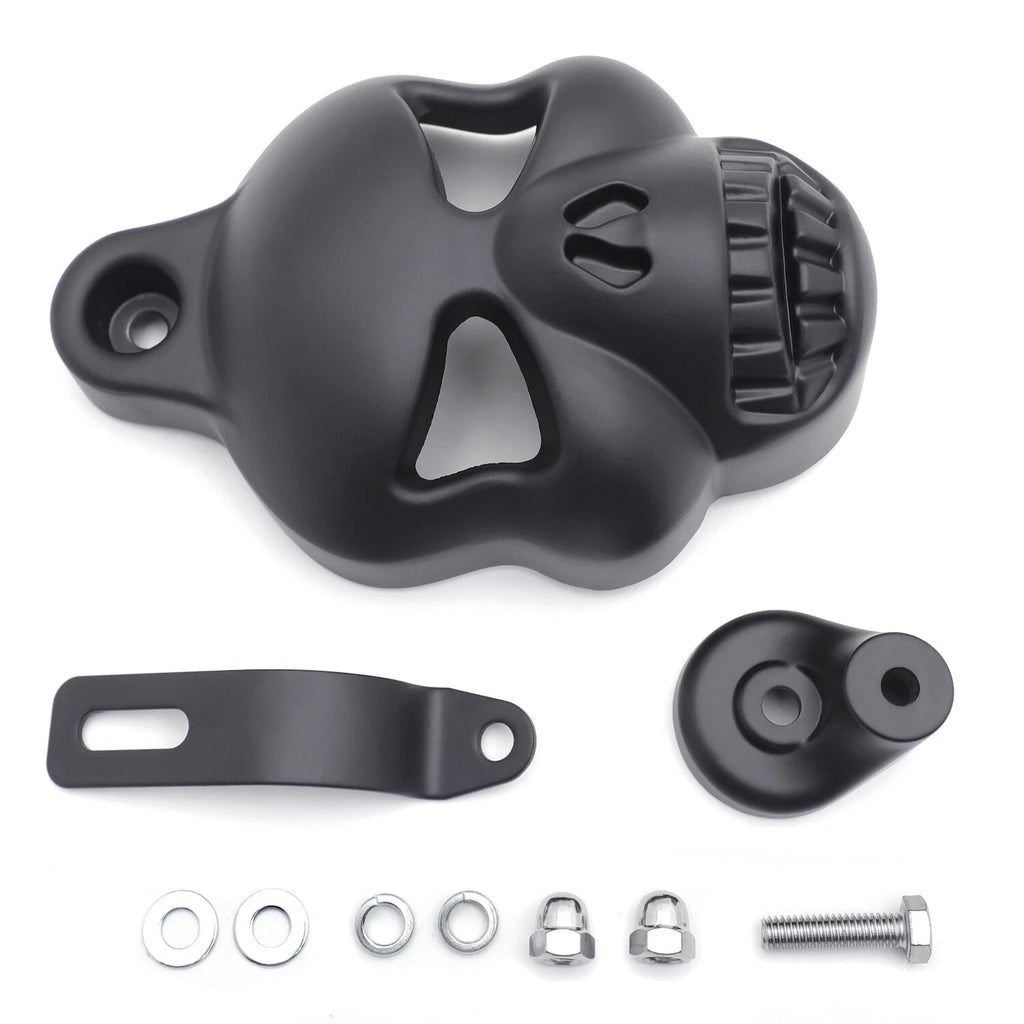 Black Skull Horn Cover for Harley Big Twins V-Rods (1992–2020)