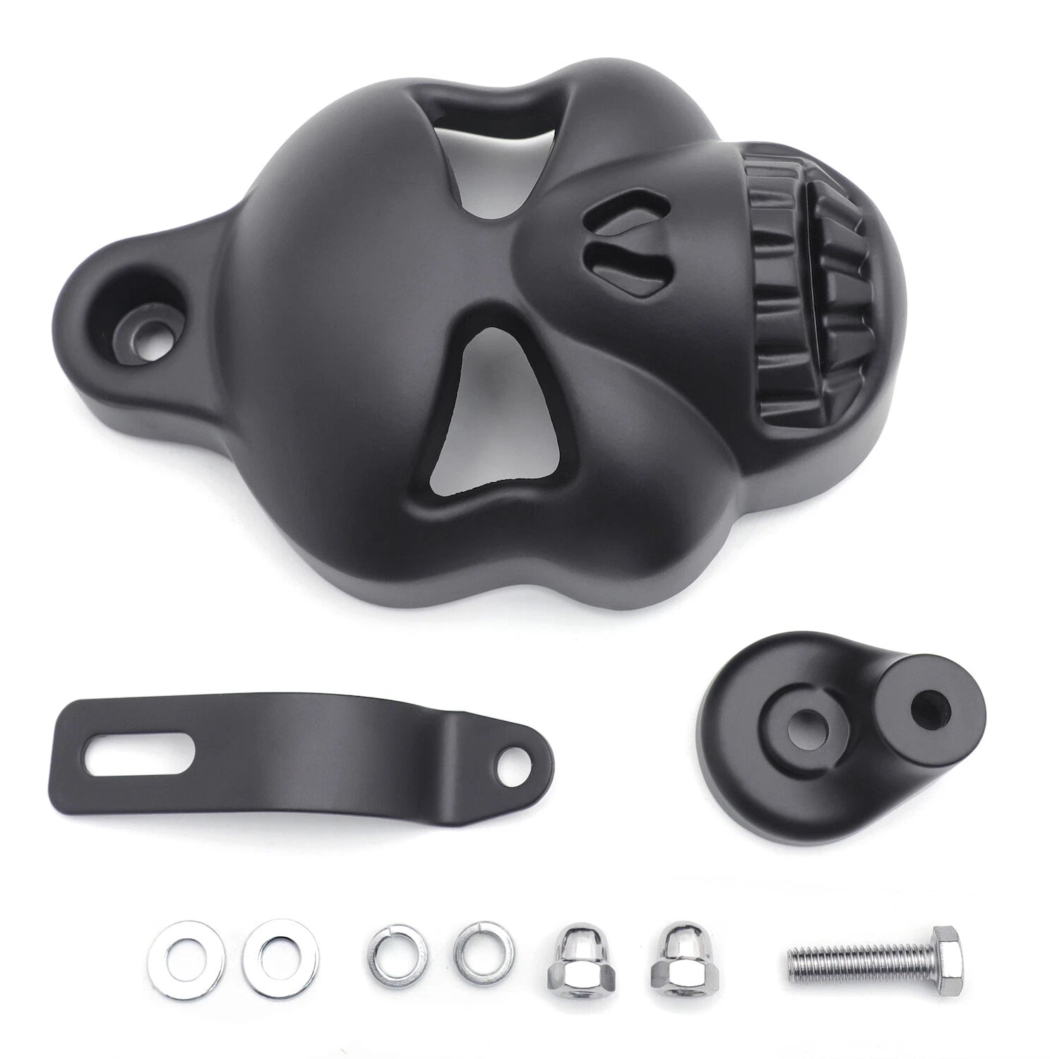 Black Skull Horn Cover for Harley Big Twins V-Rods (1992–2020)