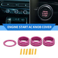 Set of 4 AC Engine Start Switch Knob Cover Ring for Honda Civic (2022–2024) Rose Red