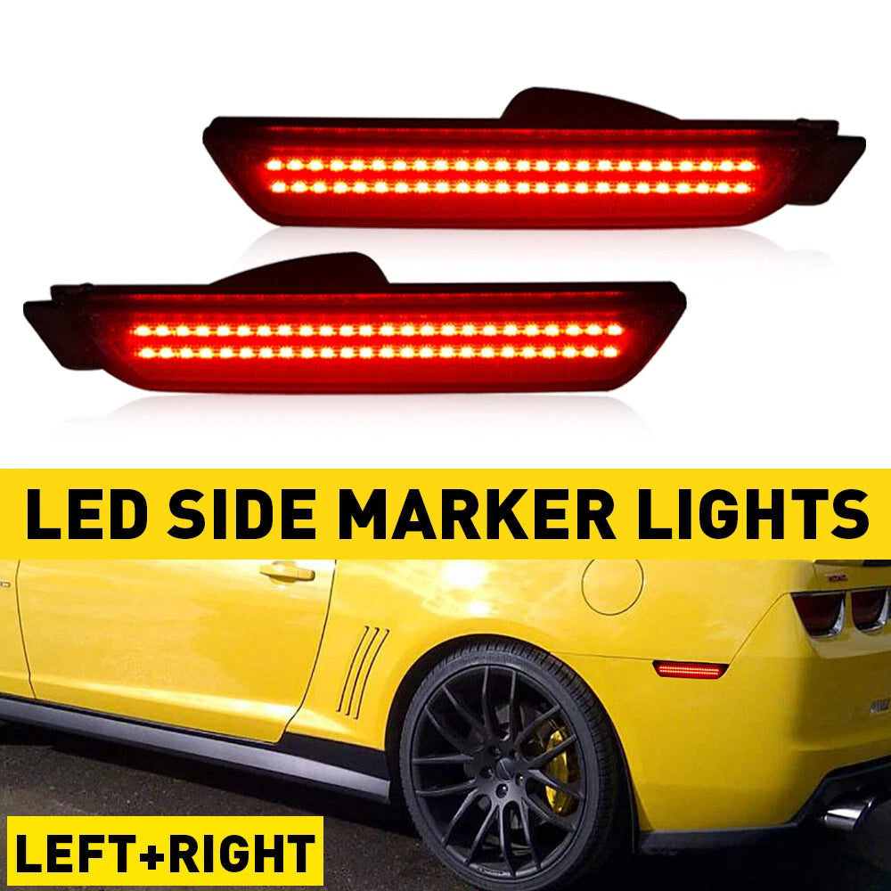 2X LED Rear Bumper Side Marker Lights for Chevy Camaro (2010–2015) Smoked Red