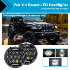 Pair 7" Round LED Sealed Beam Headlamps for Jeep Patrol