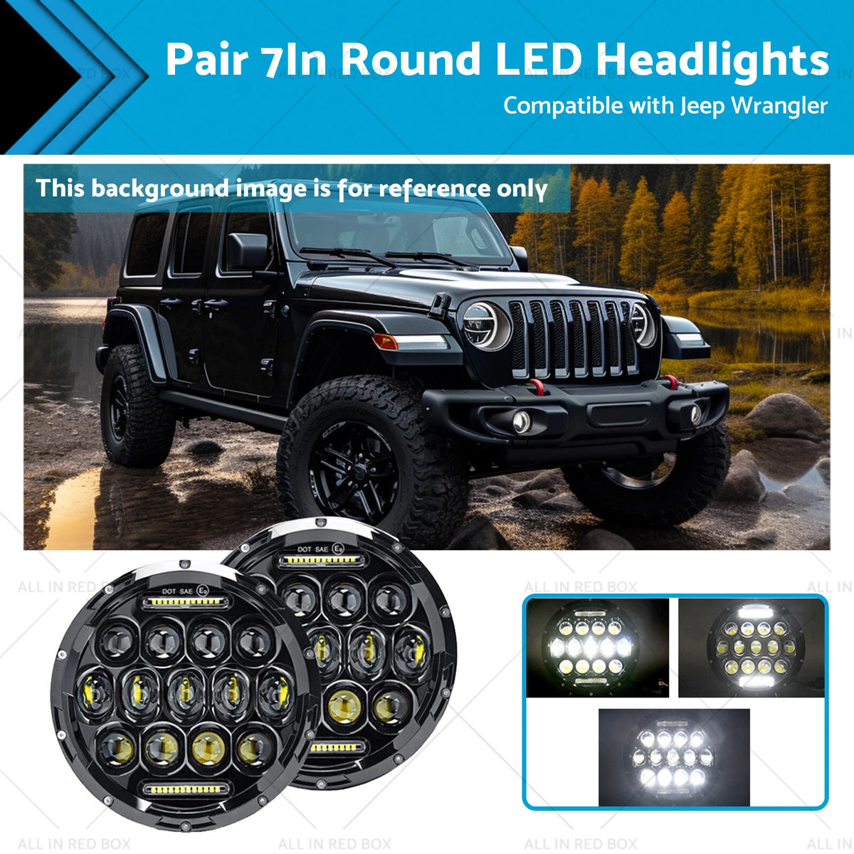 Pair 7" Round LED Sealed Beam Headlamps for Jeep Patrol