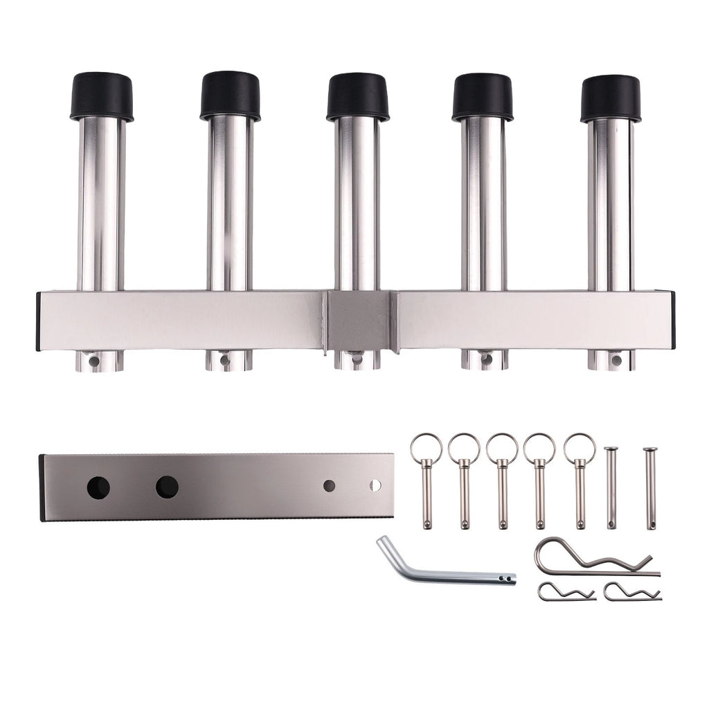Fishing Pole Rack 5 Pole Fishing Rod Holder for 2" Hitch Receiver Hitch Mount