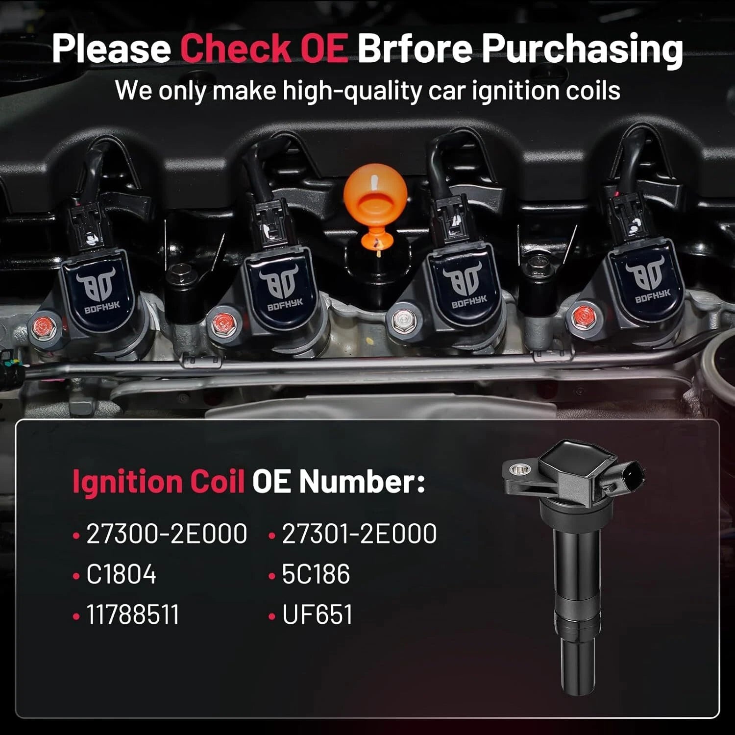 Ignition Coils for Kia Soul and Forte 1.8L/2.0L (2014–2018)