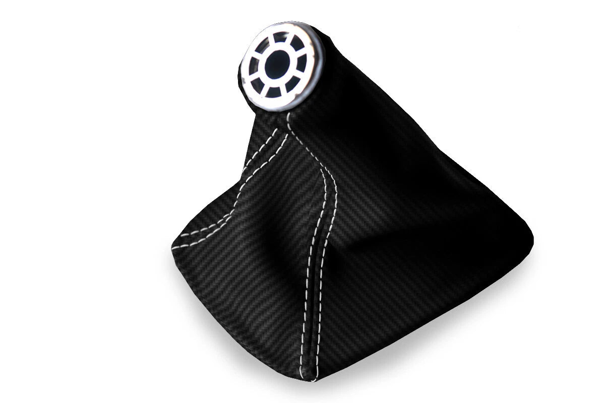 Manual Shift Boot Cover for Toyota Celica (2000–2005) Carbon Fiber White Stitch