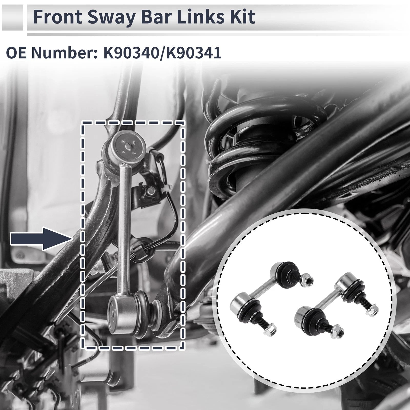 Front Stabilizer Bar Links No Bushing for Acura CL (2001–2003) No.K90340/K90341