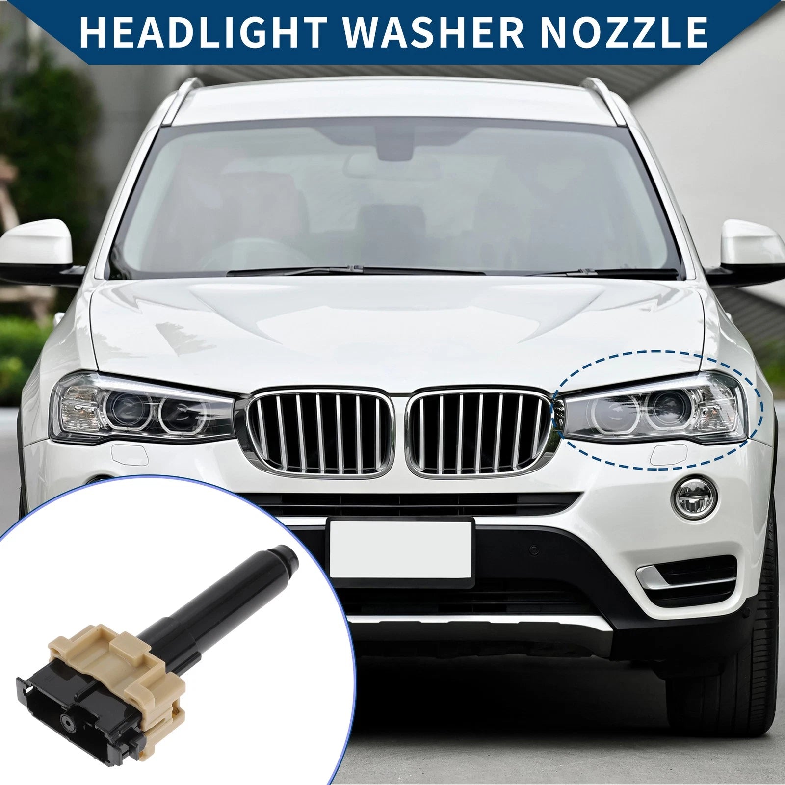 Front Driver Side Headlight Washer Nozzle for Toyota Land Cruiser (2008–2021) No.852080G040
