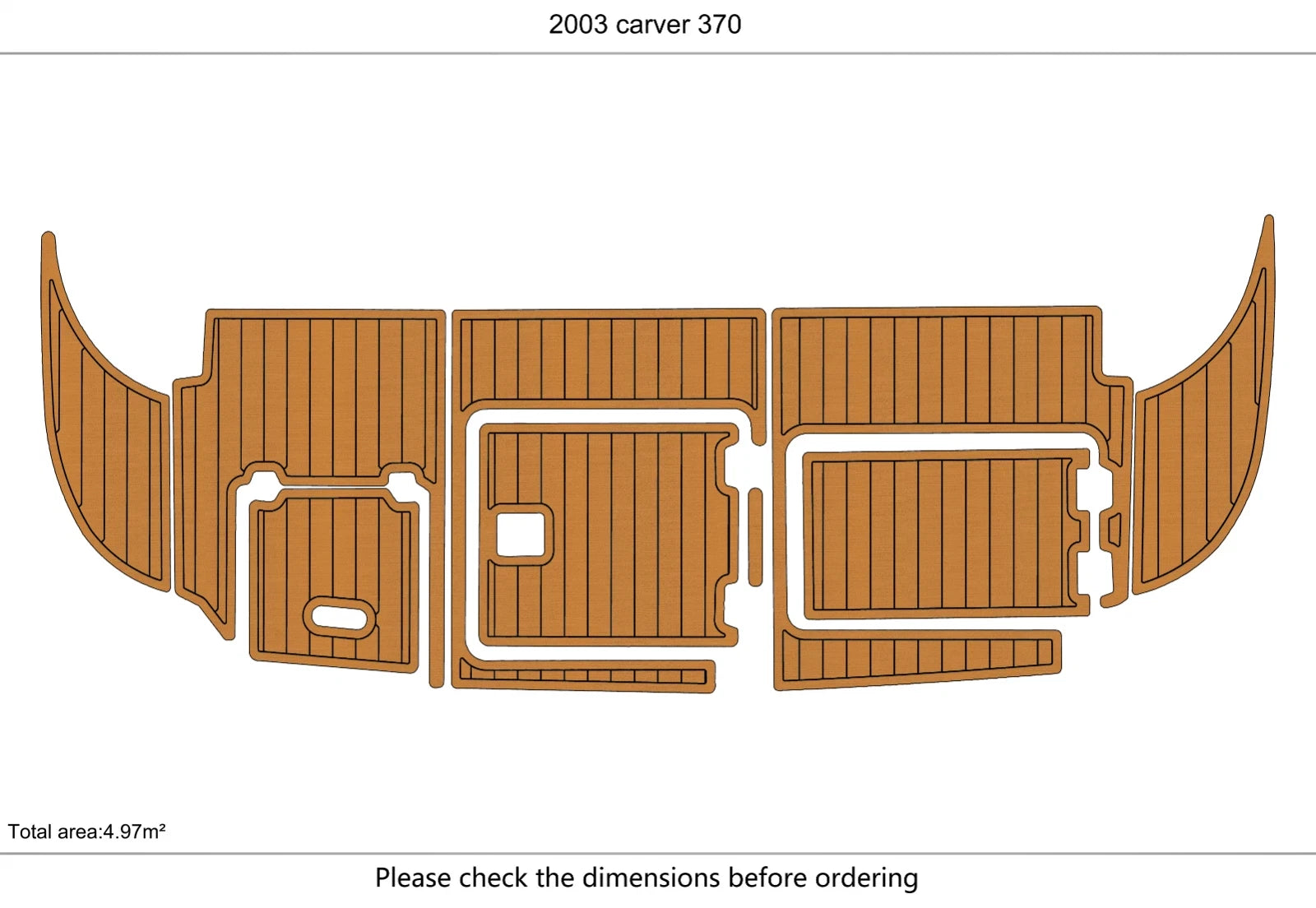 Swim Platform Pads for Carver 370 (2003) - EVA Foam Faux Teak Deck Flooring