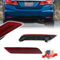 2X Red Lens Rear Bumper Reflector Lights for Honda Civic Sedan (2013–2015)