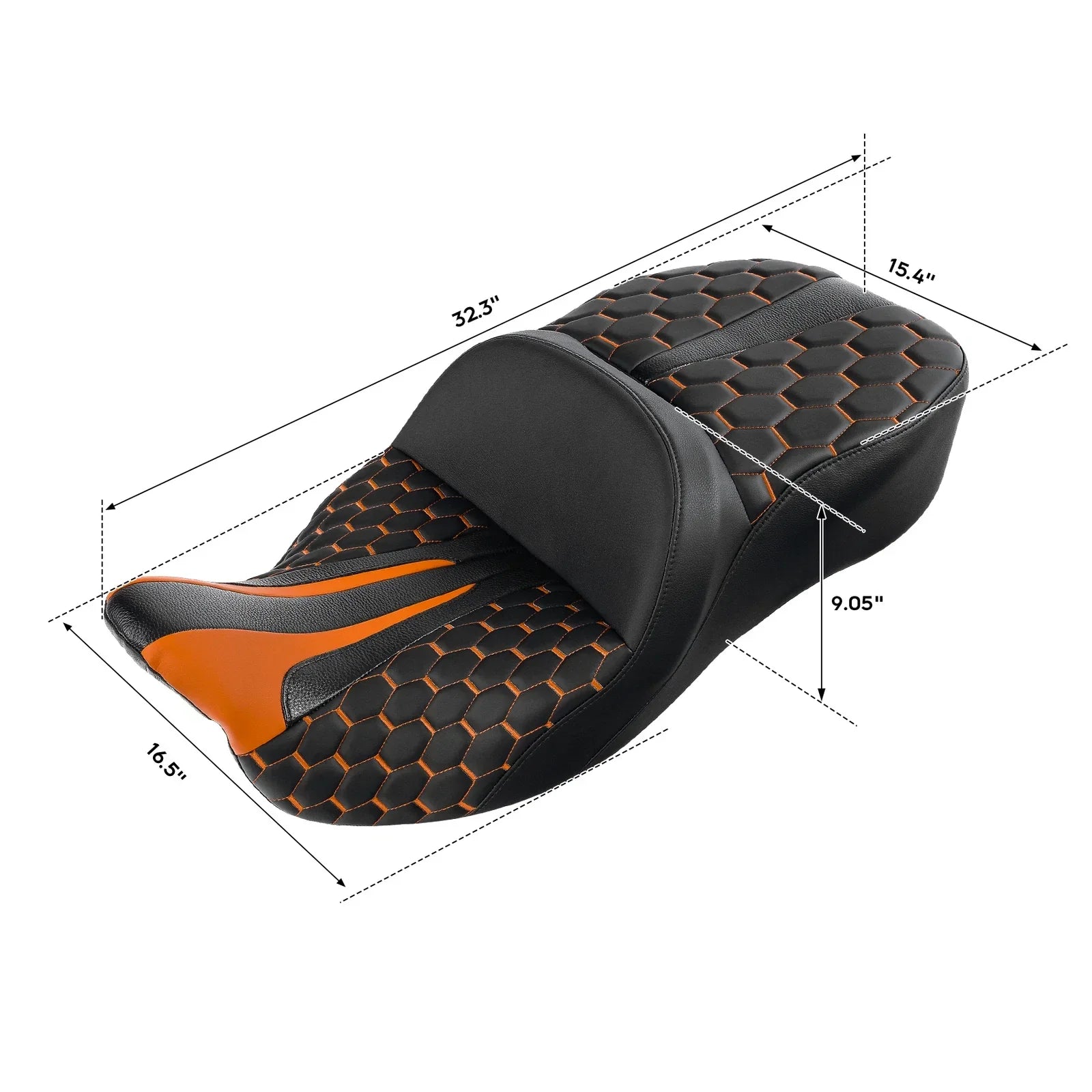 Orange Black Gel Seat for Harley Touring Electra Glide (2009-2023)
