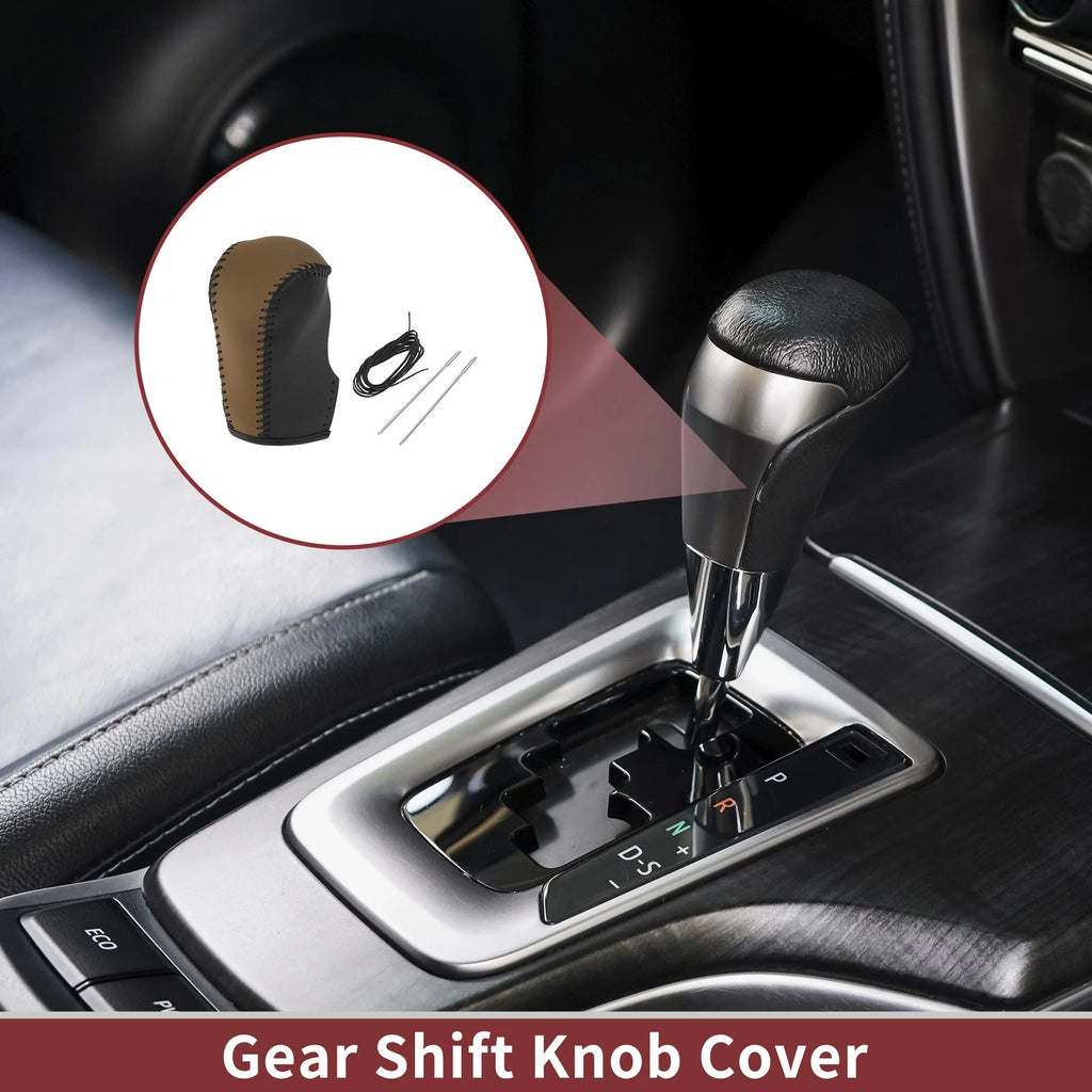 Gear Shift Knob Cover for Nissan Murano (2009–2013) Black Brown Faux Leather