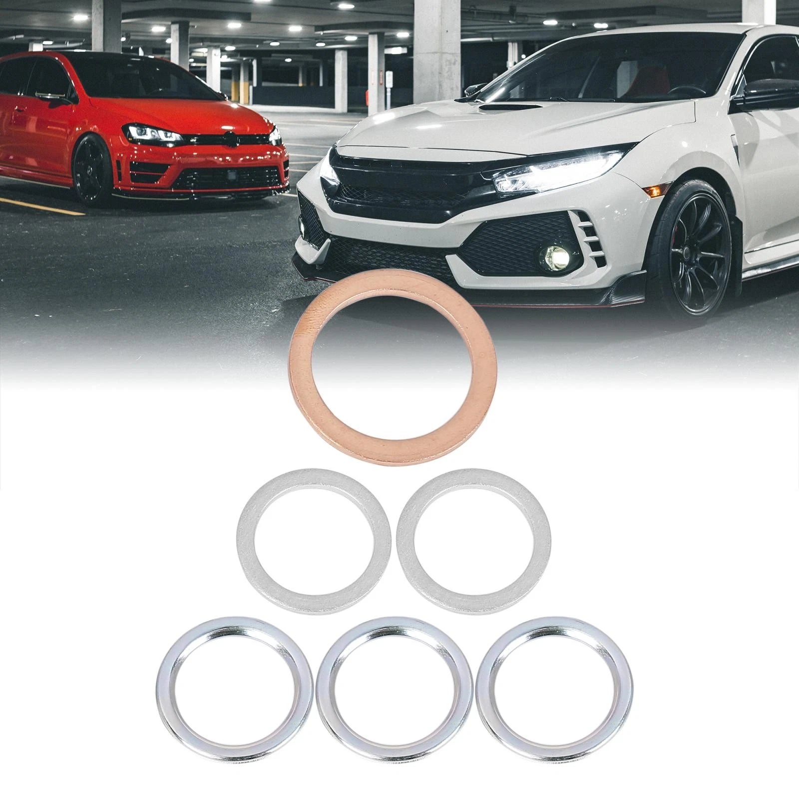 Set of 6 Oil Drain Plug Gaskets for Toyota (12157-10010, 90430-24003)