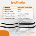 Set of 4 Outside Mount Rain Guards for Ford Explorer (2011–2019)