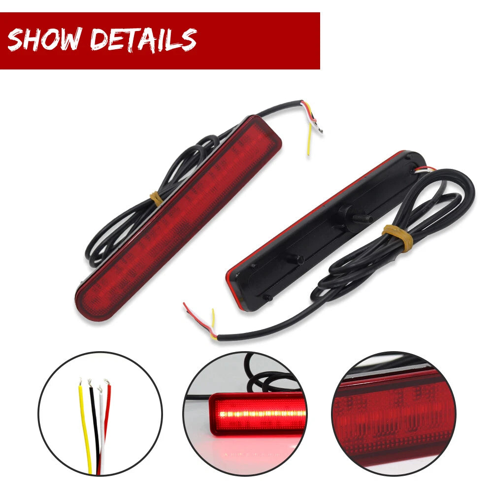2X Red Lens Full LED Lower Bumper Reflector Lights for Toyota FJ Cruiser (2007–2014)