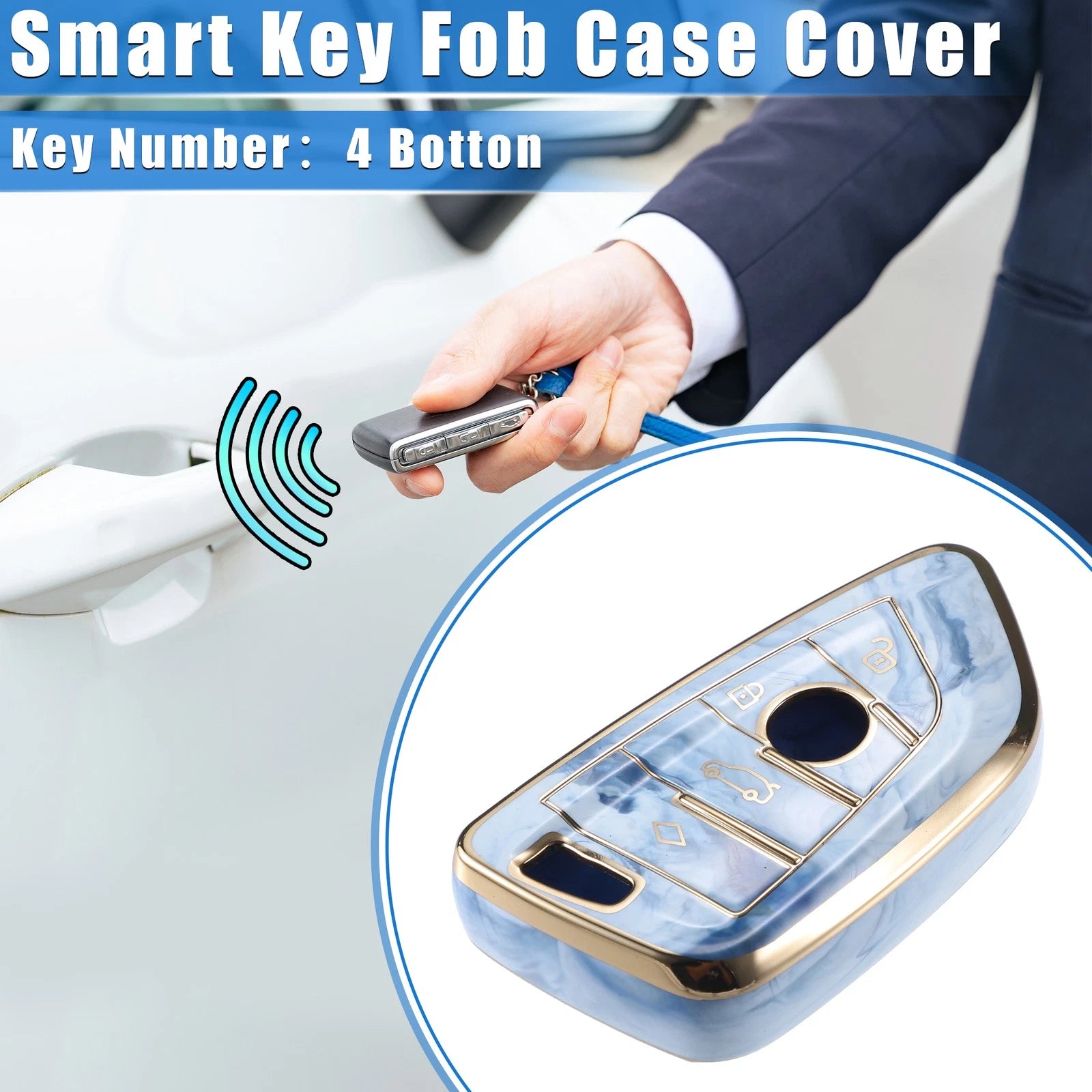 Set of 4 TPU Smart Key Fob Covers for BMW 3 4 5 6 7 Series (2012–2020)