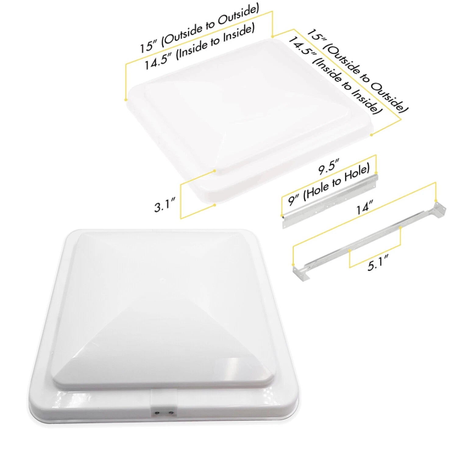 2Pcs Replacement Roof Vent Lid Cover for Ventline Camper RV Trailer (14")
