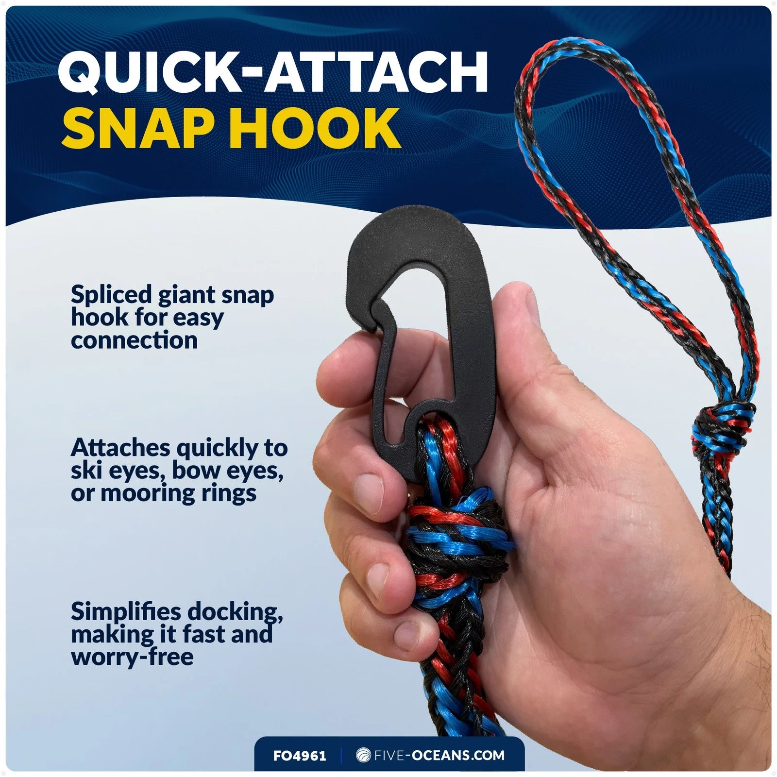 2X 1/2" x 7 ft PWC Dock Lines with Giant Snap Hook for Boats