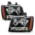 Crystal Headlight Set Black Clear Lens for 2007–2014 Chevrolet Tahoe