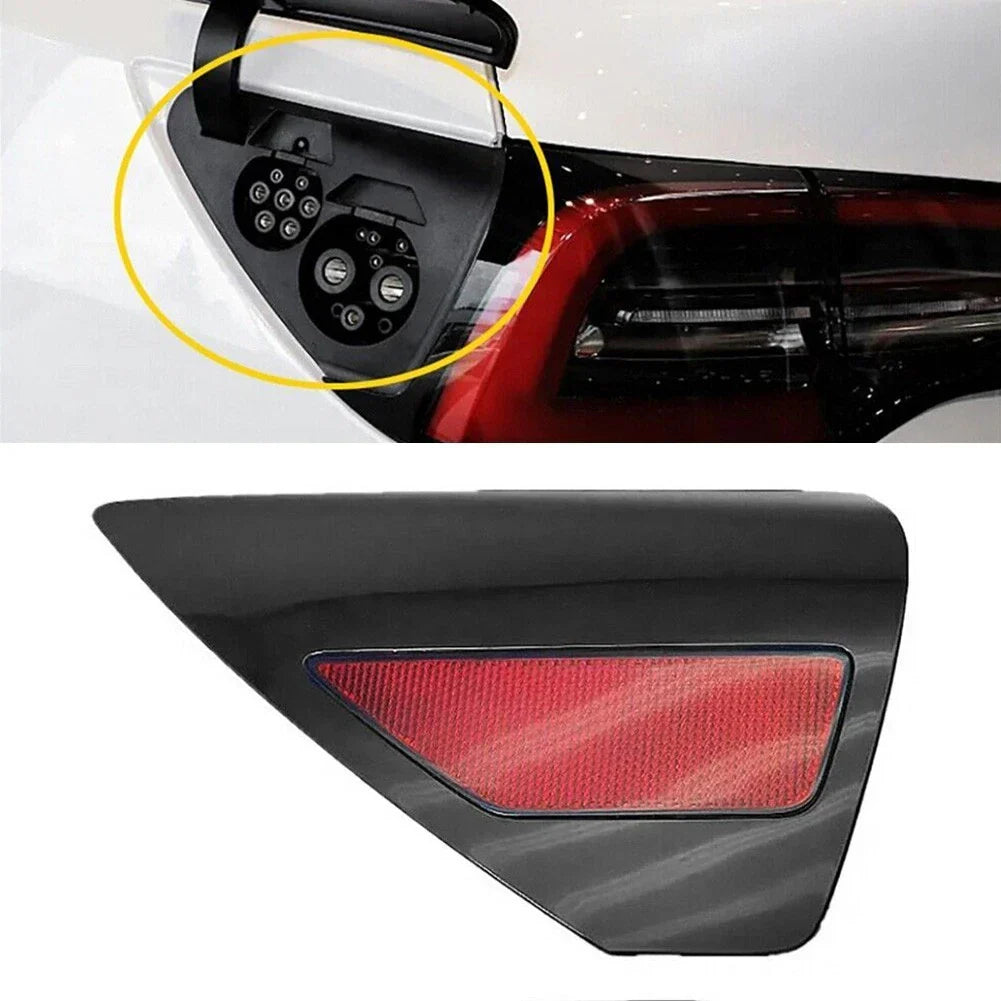 Black Left Driver Charge Door Cover Reflector for Tesla Model 3 (2017���2024)