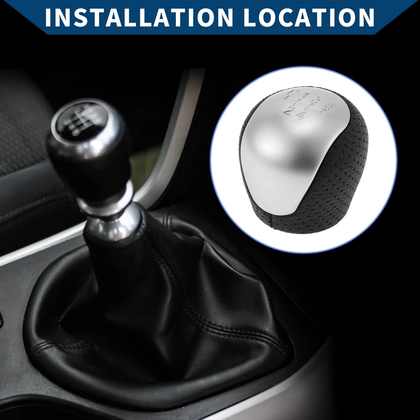 5 Speed Manual Gear Shifter Knob for Hyundai Elantra (2009–2012) Faux Leather Black