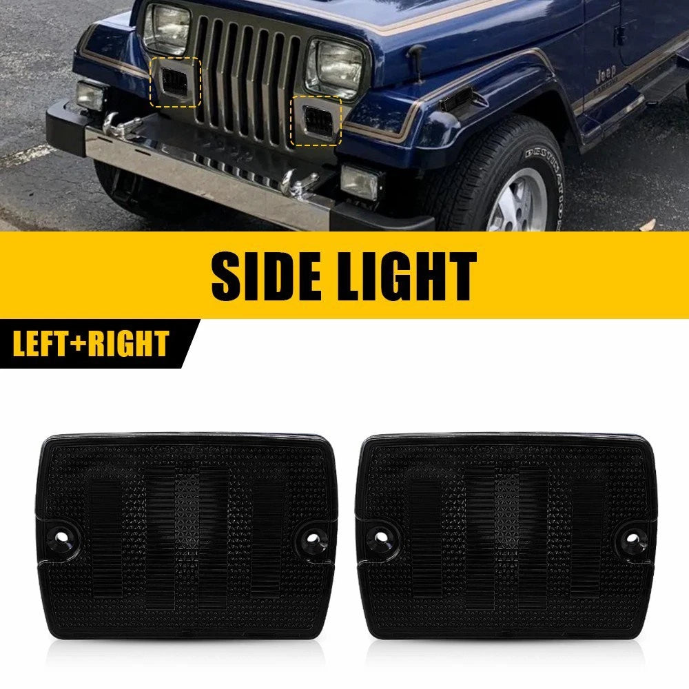 Smoked Front Turn Signal Parking Lights for Jeep Wrangler YJ (1987–1995)