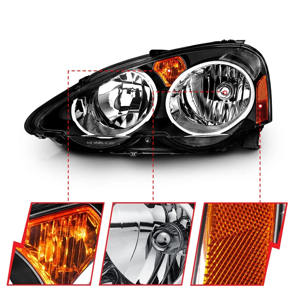 Crystal Clear Headlight Set Replacement for Acura RSX (2002–2004)