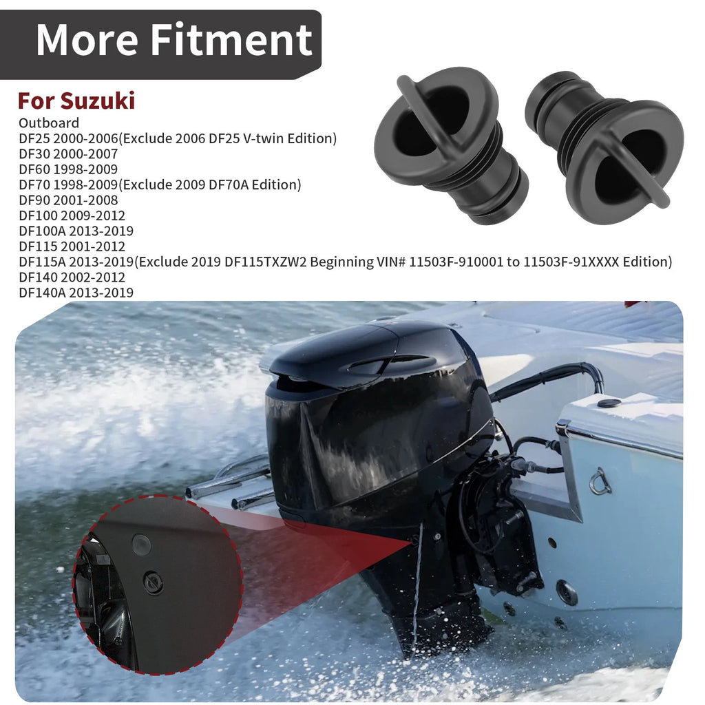 2X Water Flush Plugs for Suzuki Outboard DF 25 30 60 70 90 100 115 140 (1998–2019)