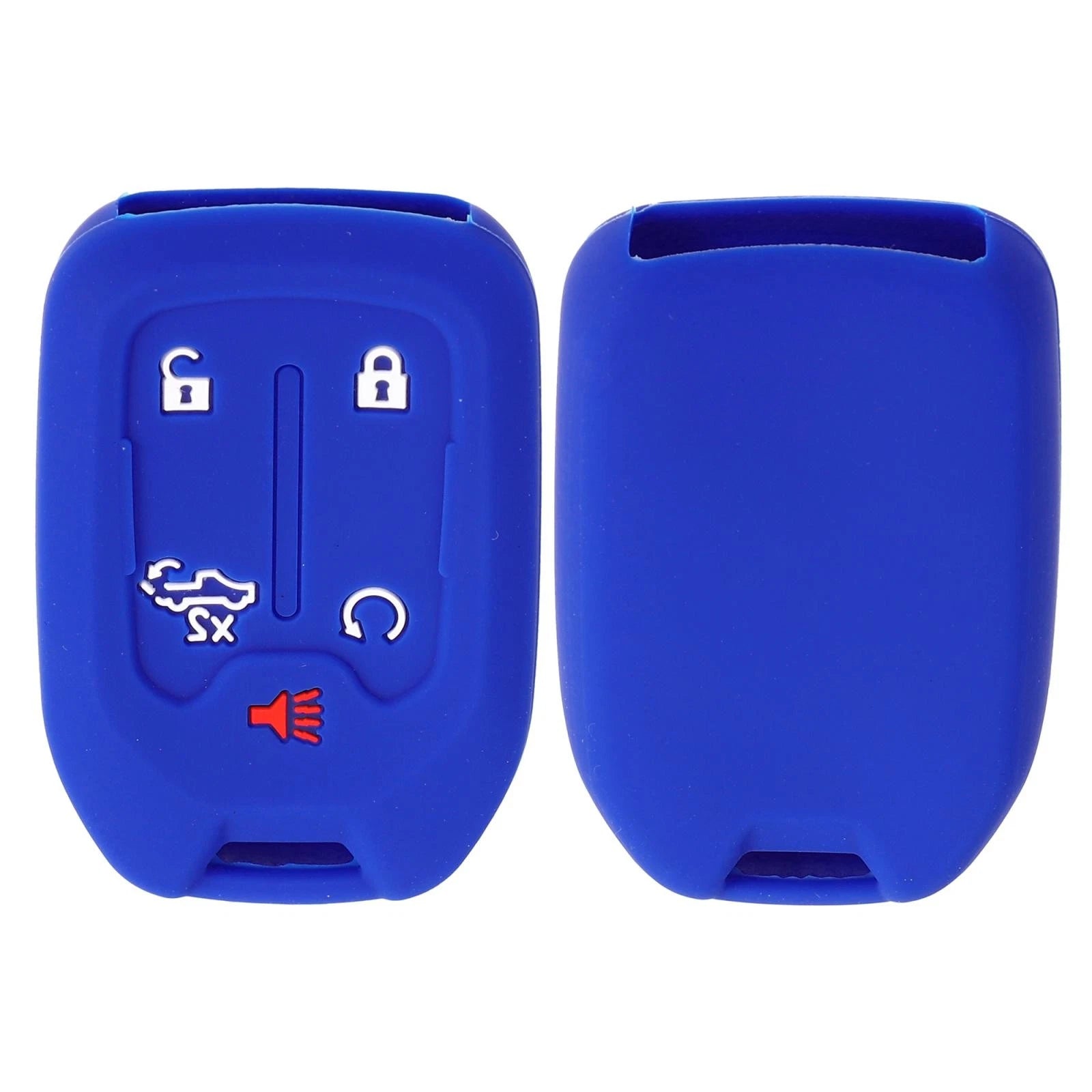 2pcs Silicone Key Fob Case Cover for Chevrolet Silverado (2019–2022) Black Blue