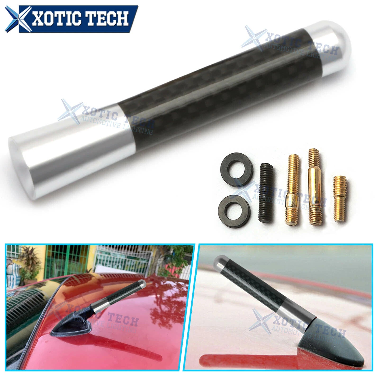 3" Universal Real Carbon Fiber Aluminum Mast Antenna for Universal (—)