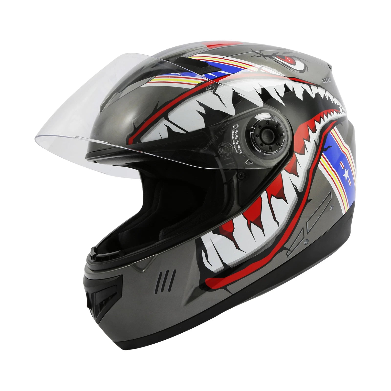 Youth Full Face Motorcycle Helmet for Kids (M-XXL) - Shark Blue Yellow Gray