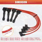 Set of 4 Spark Plug Wire Ignition Coil Cables No. 32700PHK003 for Acura Integra (1996–2001)