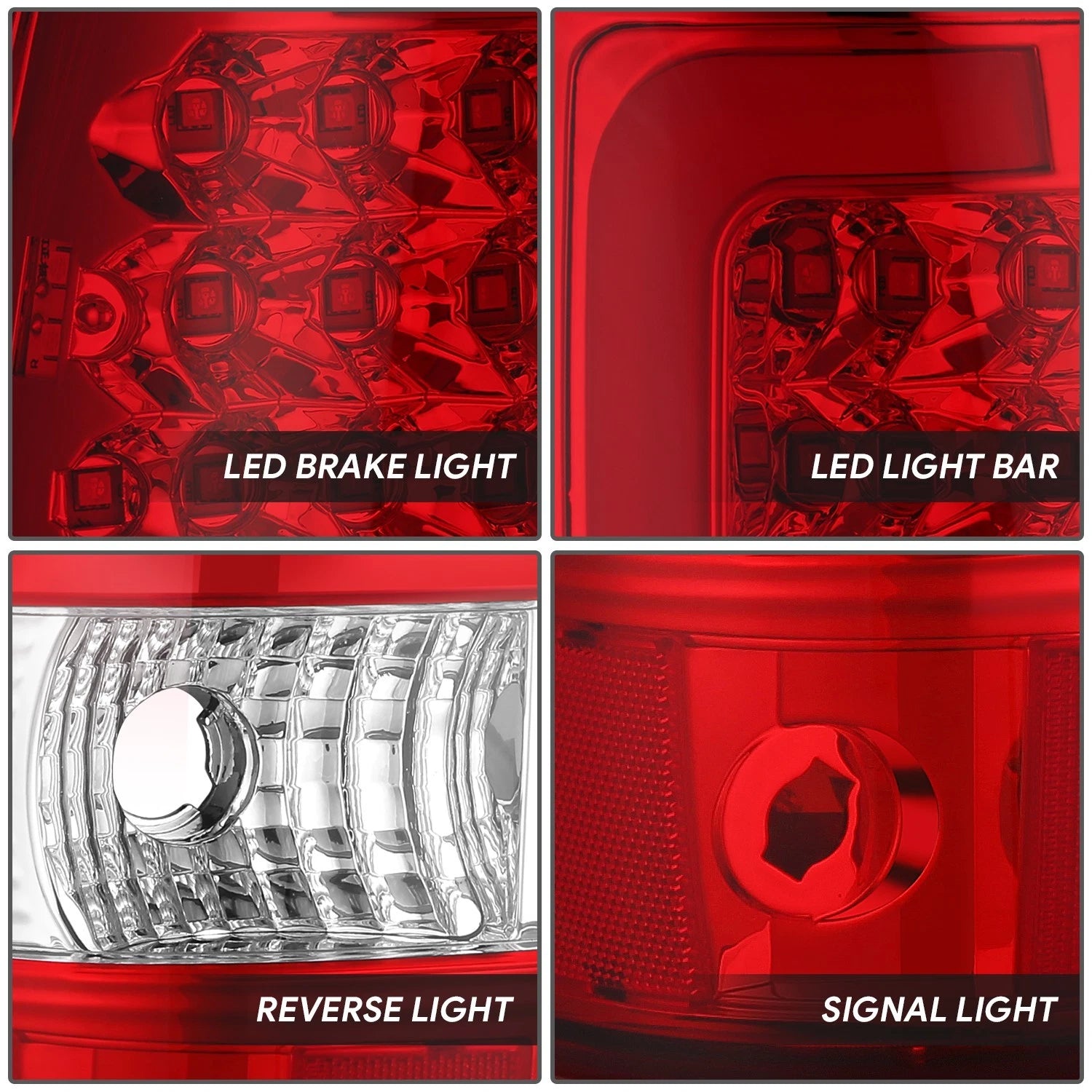 Set of 2 LED C-Tube Bar Tail Brake Light Lamps for Silverado Sierra 1500 (2003–2007)