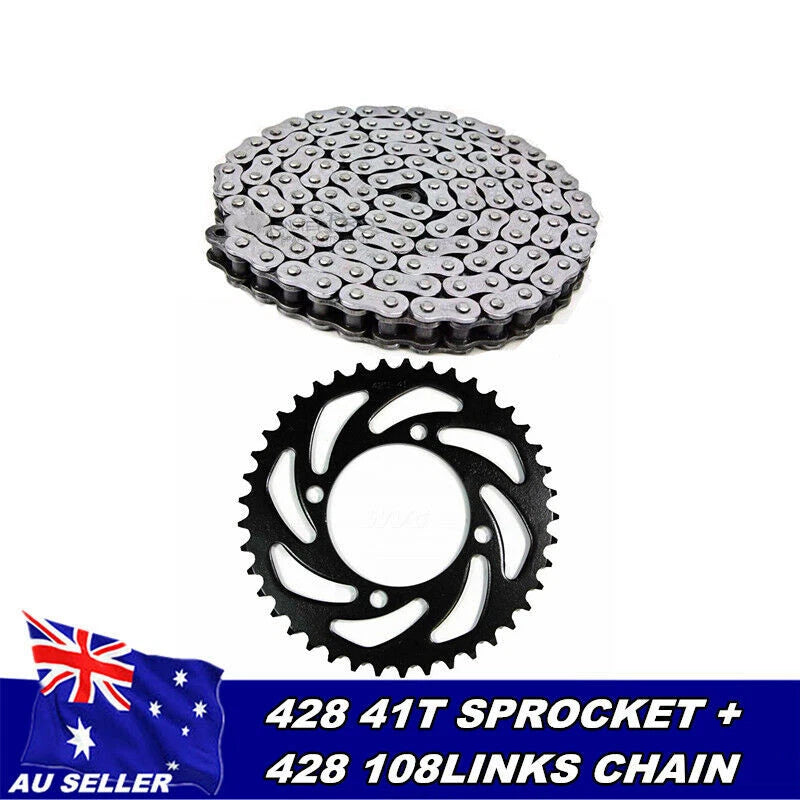 76mm 41T Rear Sprocket + 428 108L Chain for ATV Quad Dirt Bike (PIT PRO)