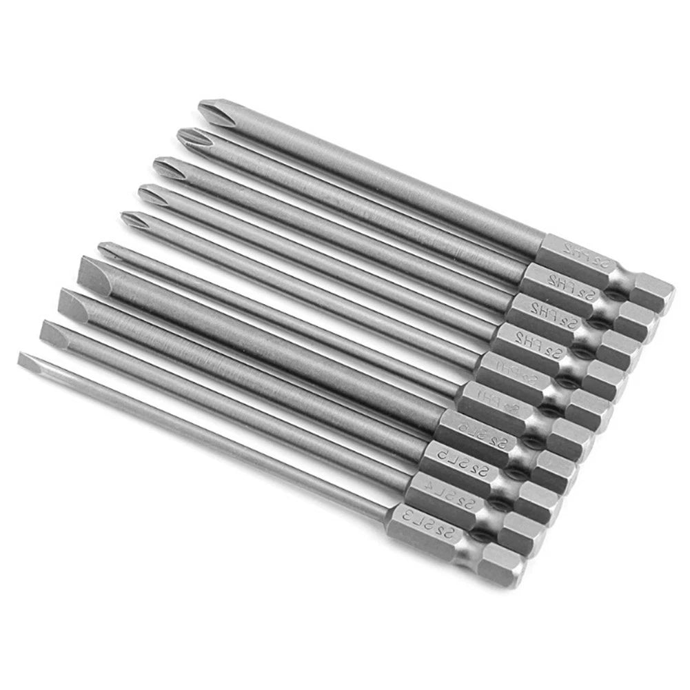 Screwdriver Bits Set of 10 with 6.25mm/1/4" Hex Shank