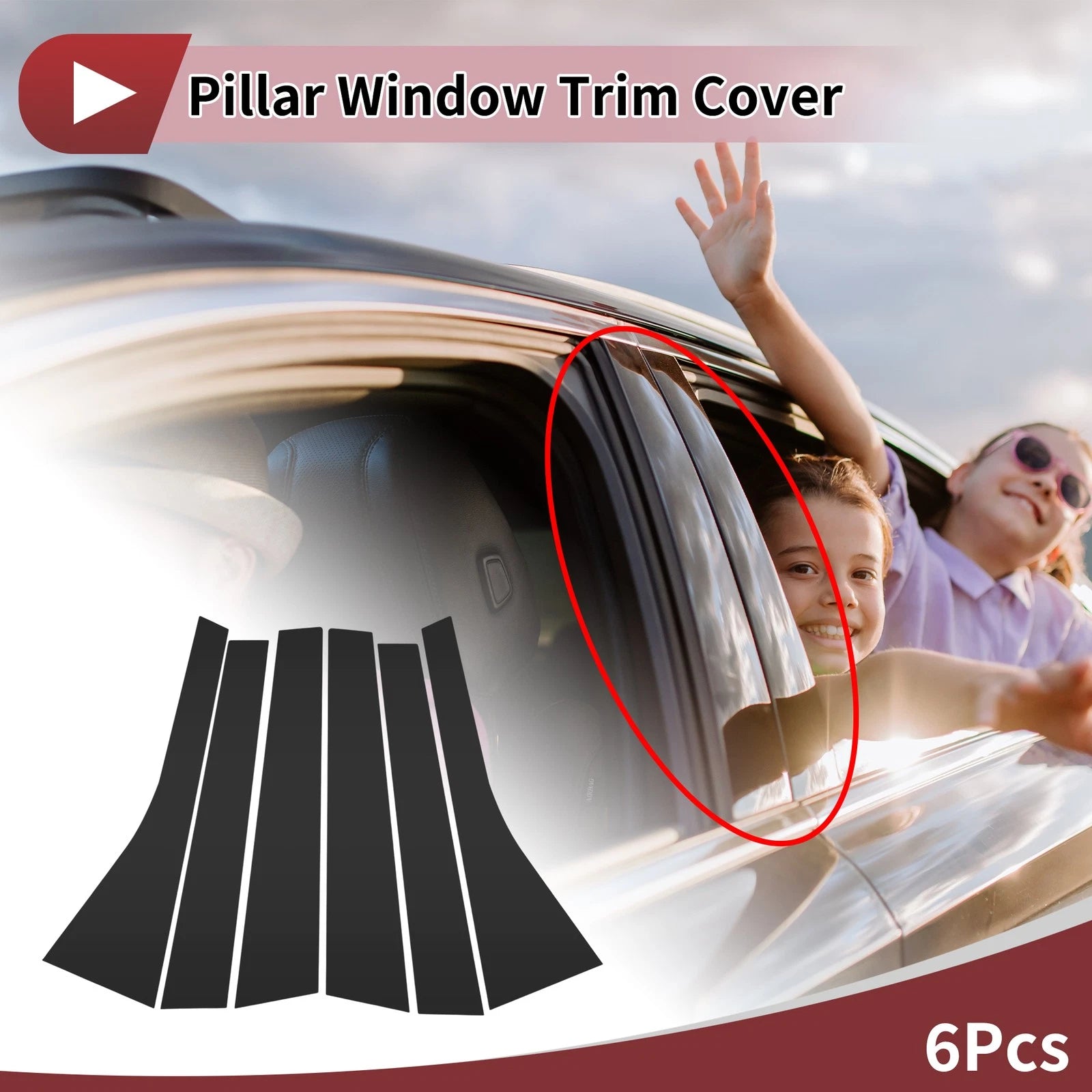 6 Pcs Car Door Pillar Window Trim for Honda BRV (2016–2023) Black
