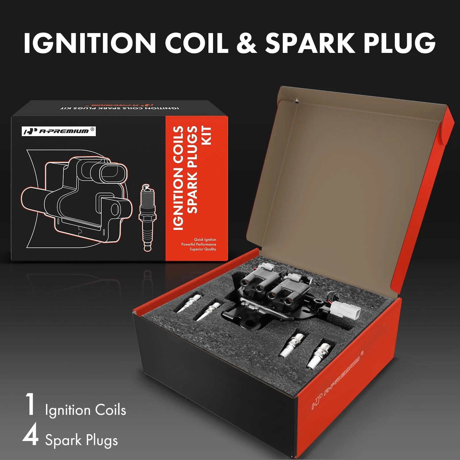 Ignition Coil & Iridium Spark Plugs Set for Hyundai Elantra (2003-2006)