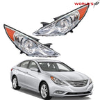 Chrome Housing Amber Corner Halogen Headlights for Hyundai Sonata (2011–2014)